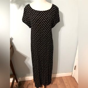 90s Vintage Black Floral Maxi Dress Medium 6-8